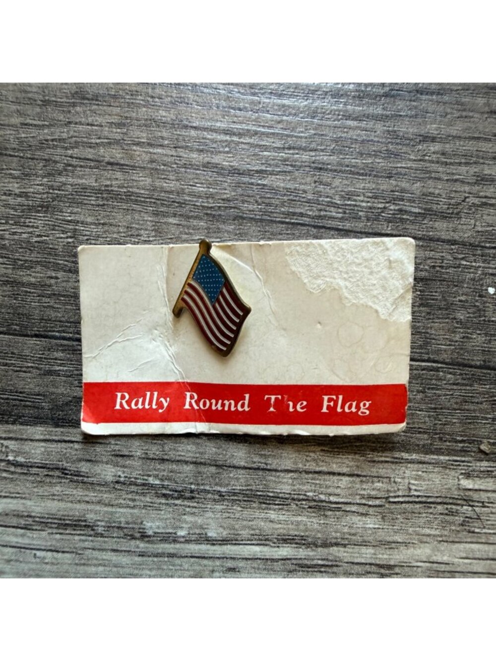 Rally Round The Flag Vintage American Flag Lapel Pin With Original Card Patrioti